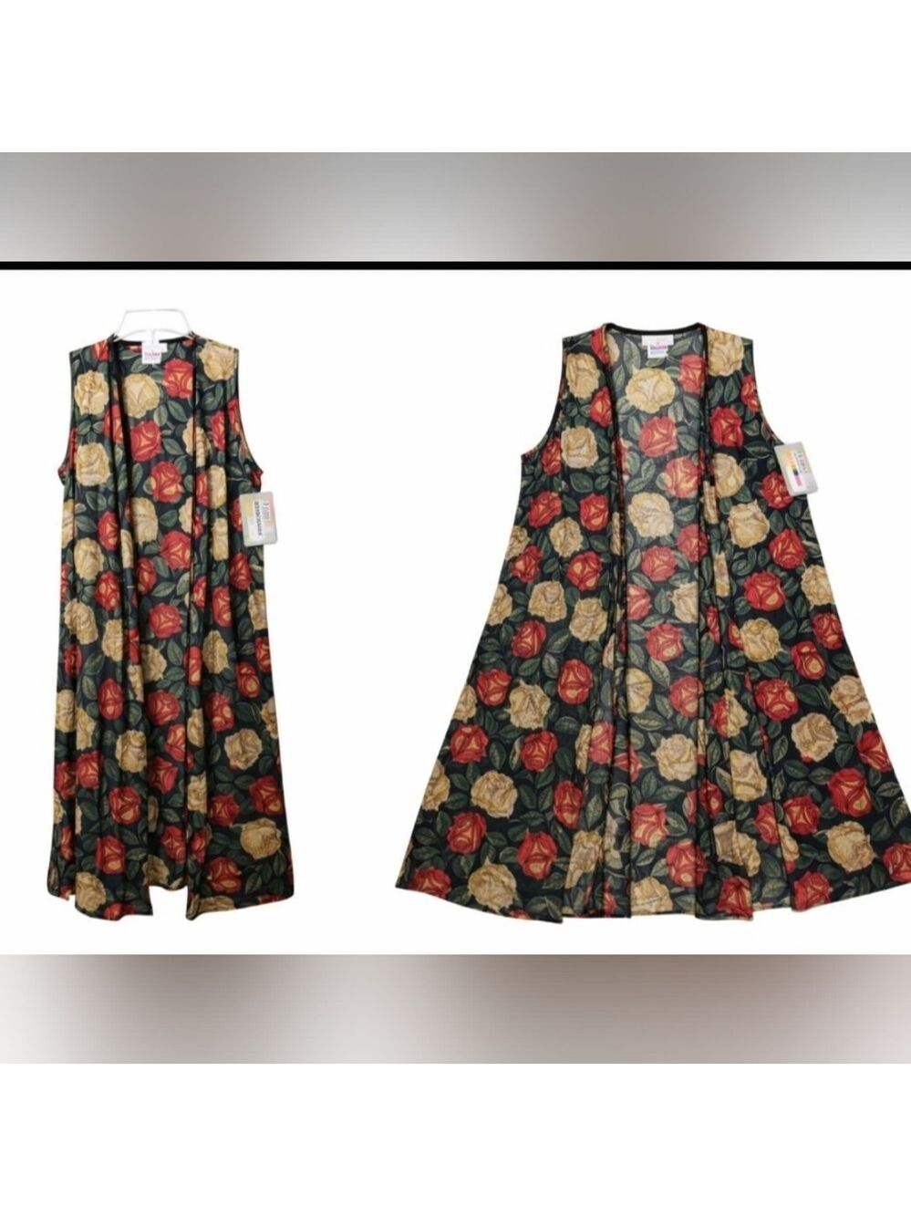 NWT LuLaRoe Joy Kimono Vest Cover Up Floral Red Green Size Small